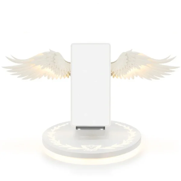 LED Angel Wings Qi Wireless Charger White