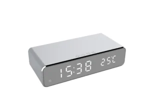 Digital clock wireless charger silver